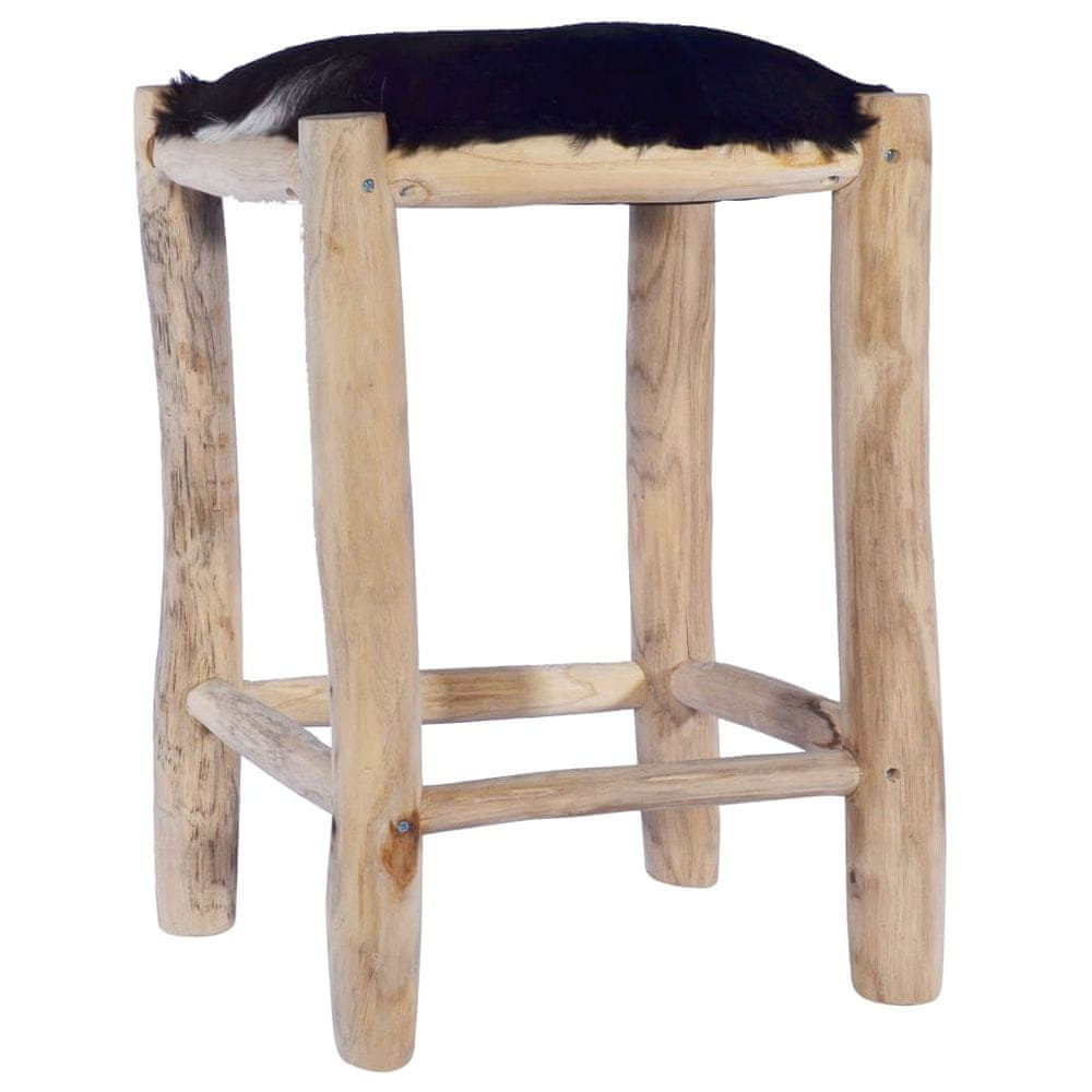 Vidaxl Barová stolička, pravá kozia koža a tíkový masív
